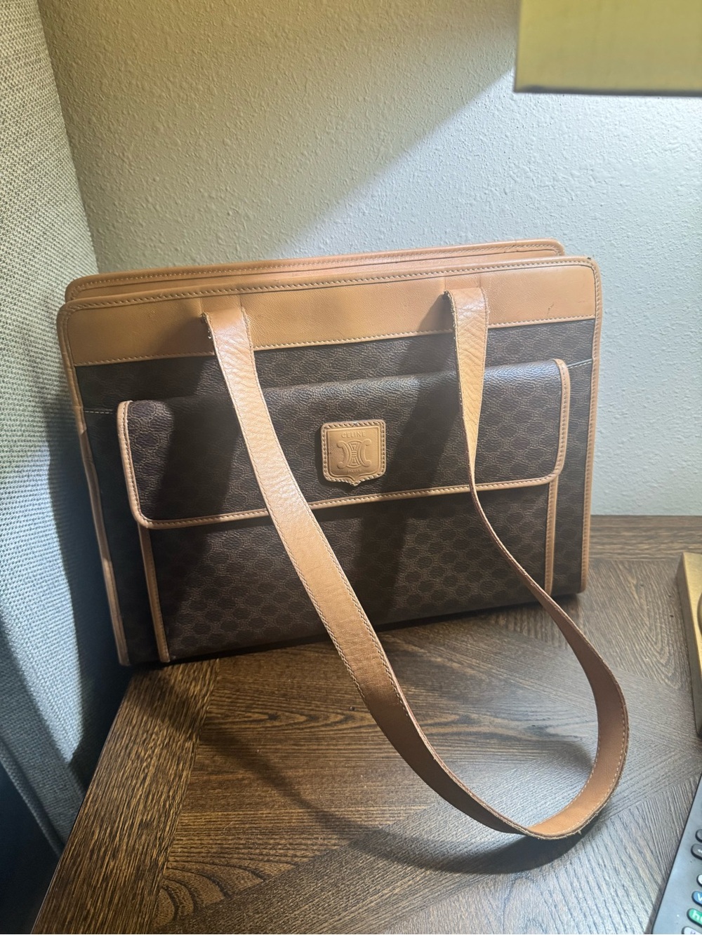 Authentic Celine Classic Brown Tan Leather-Trim tote - Picture 6 of 16